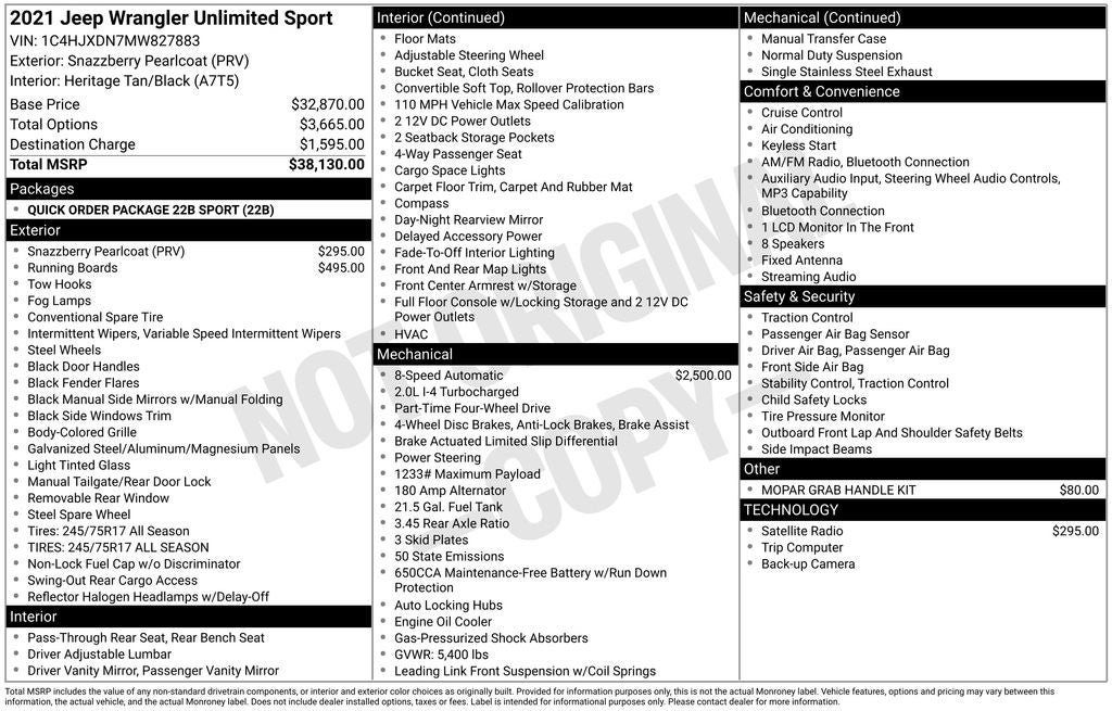 2021 Jeep Wrangler Unlimited Sport