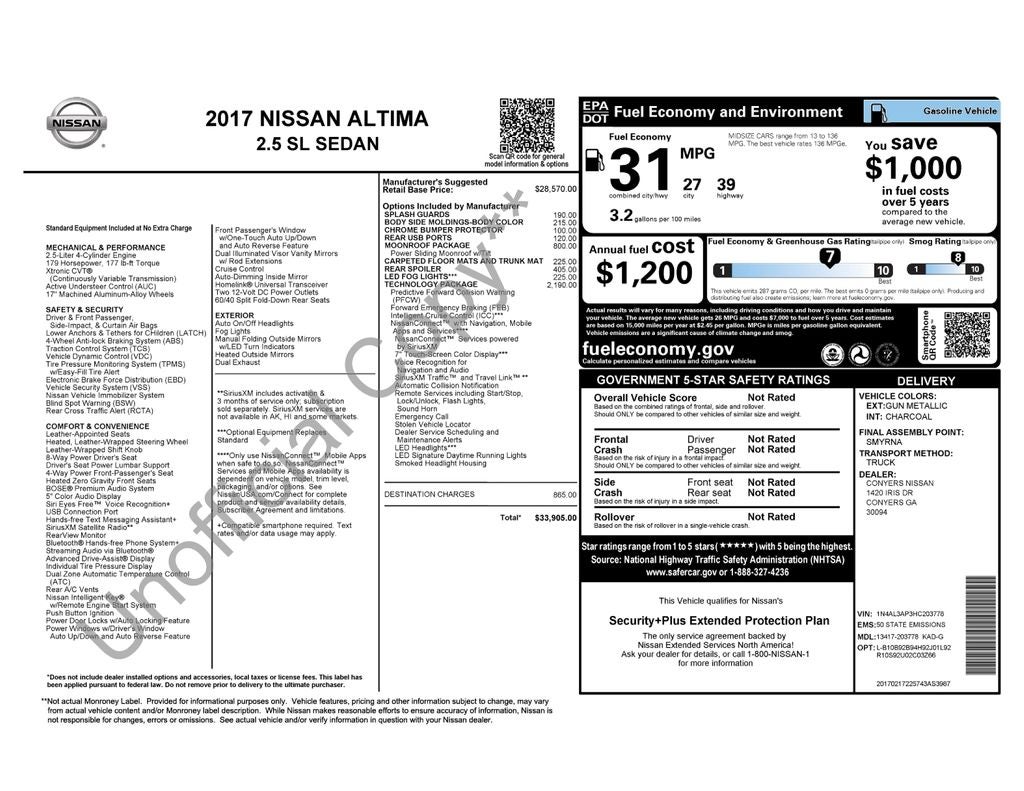 2017 Nissan Altima 2.5 SL
