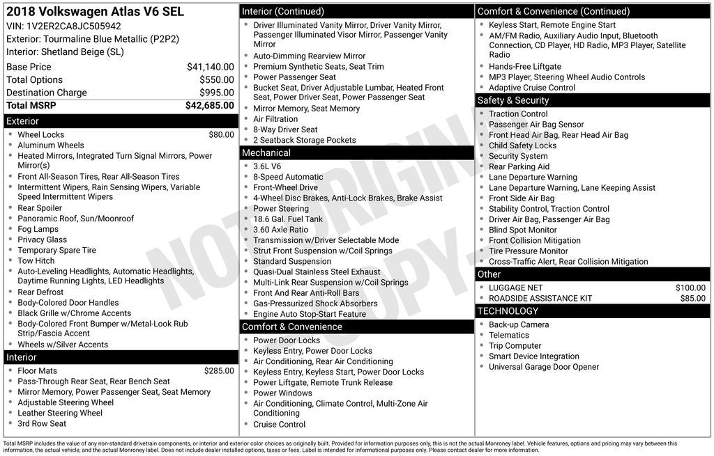 2018 Volkswagen Atlas SEL