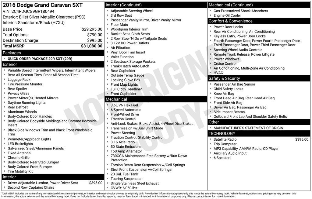 2016 Dodge Grand Caravan SXT