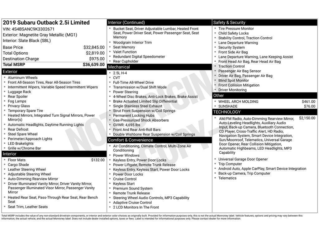 2019 Subaru Outback Limited