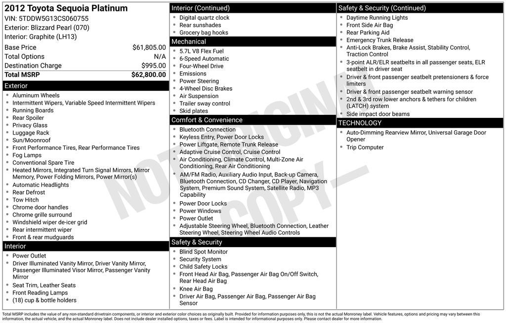2012 Toyota Sequoia Platinum