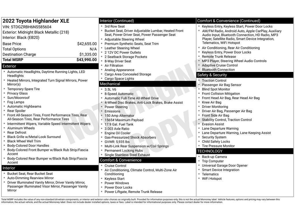 2022 Toyota Highlander XLE