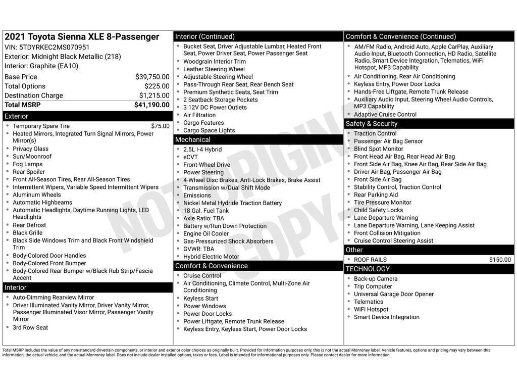 2021 Toyota Sienna XLE