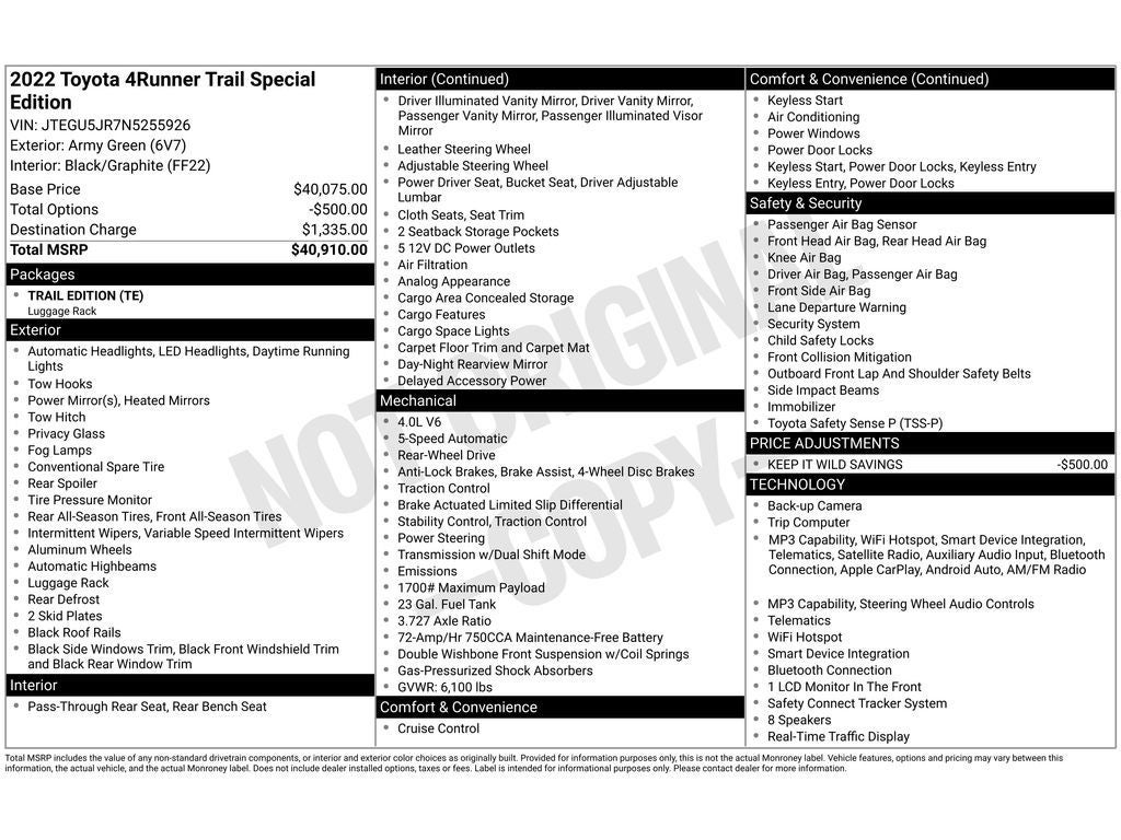 2022 Toyota 4Runner Trail Special Edition