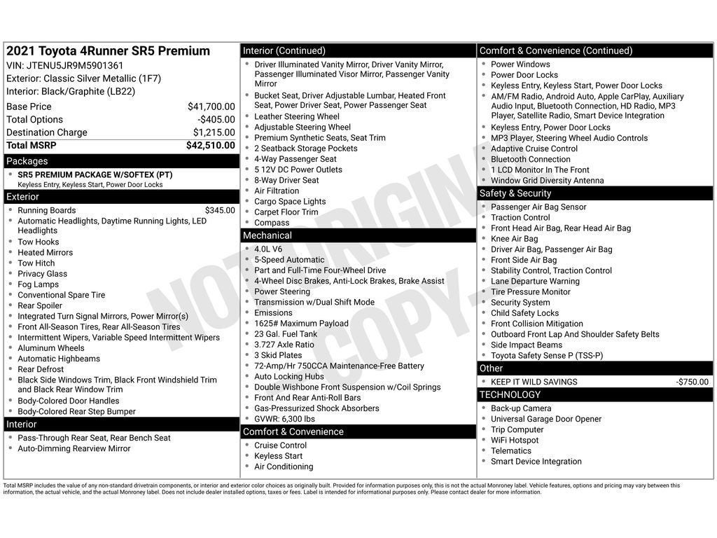 2021 Toyota 4Runner SR5 Premium