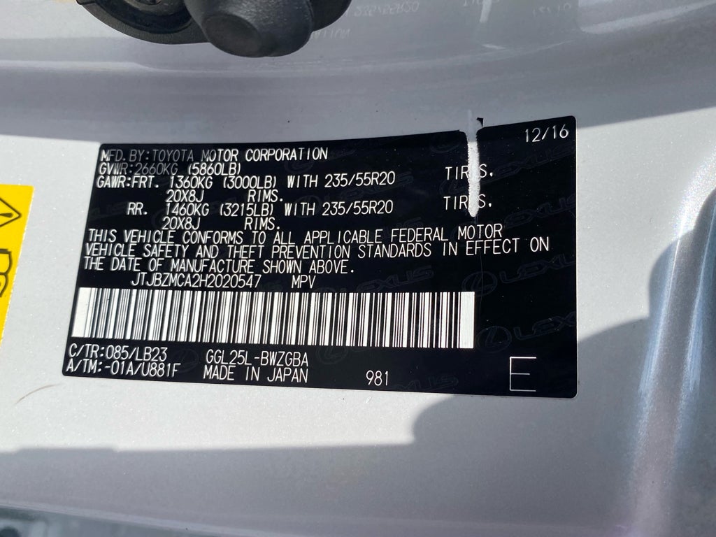 2017 Lexus RX 350 Base