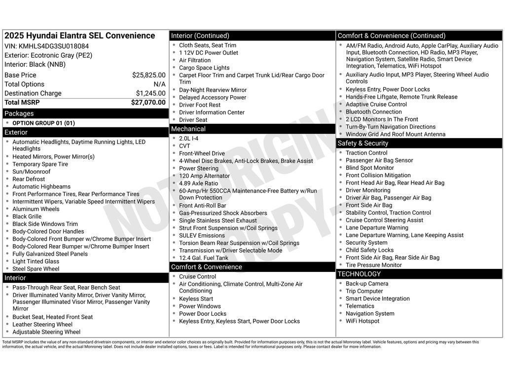 2025 Hyundai Elantra SEL Convenience
