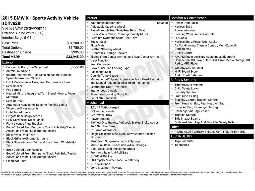 2015 BMW X1 sDrive28i