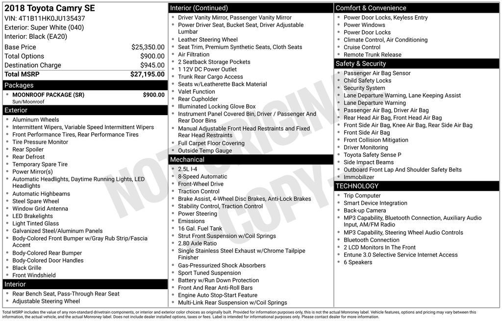2018 Toyota Camry SE