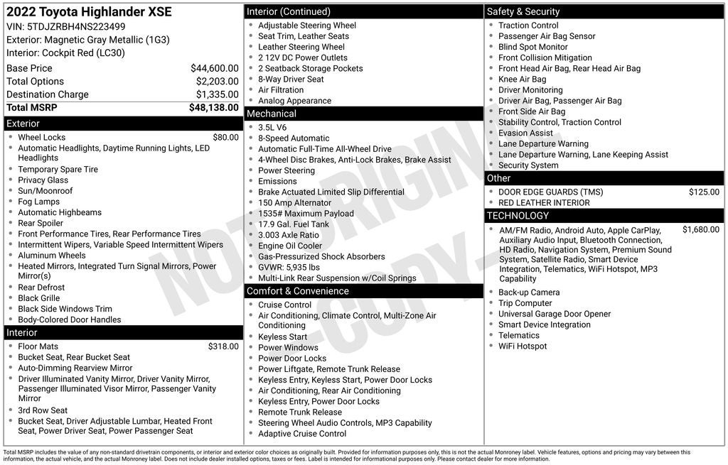 2022 Toyota Highlander XSE