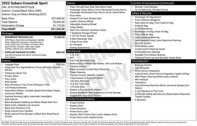 2022 Subaru Crosstrek Sport