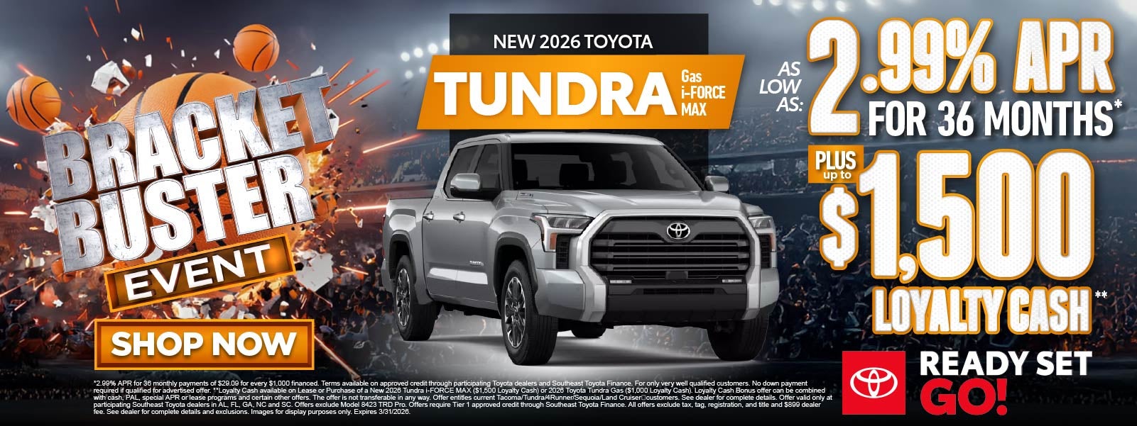 "New 2026 Toyota Tundra Gas/i-FORCE MAX"	"As low as 2.99% AP