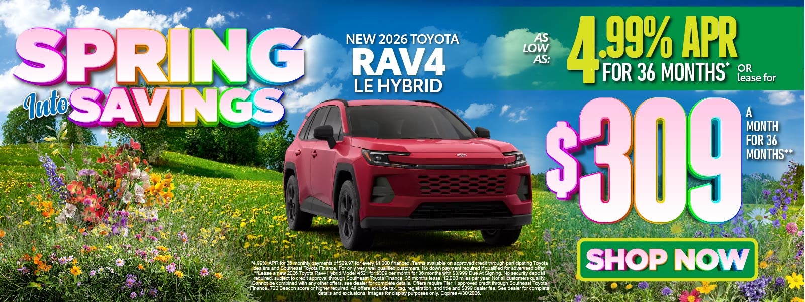 New 2026 Toyota RAV4 LE Hybrid Offer - Shop Now