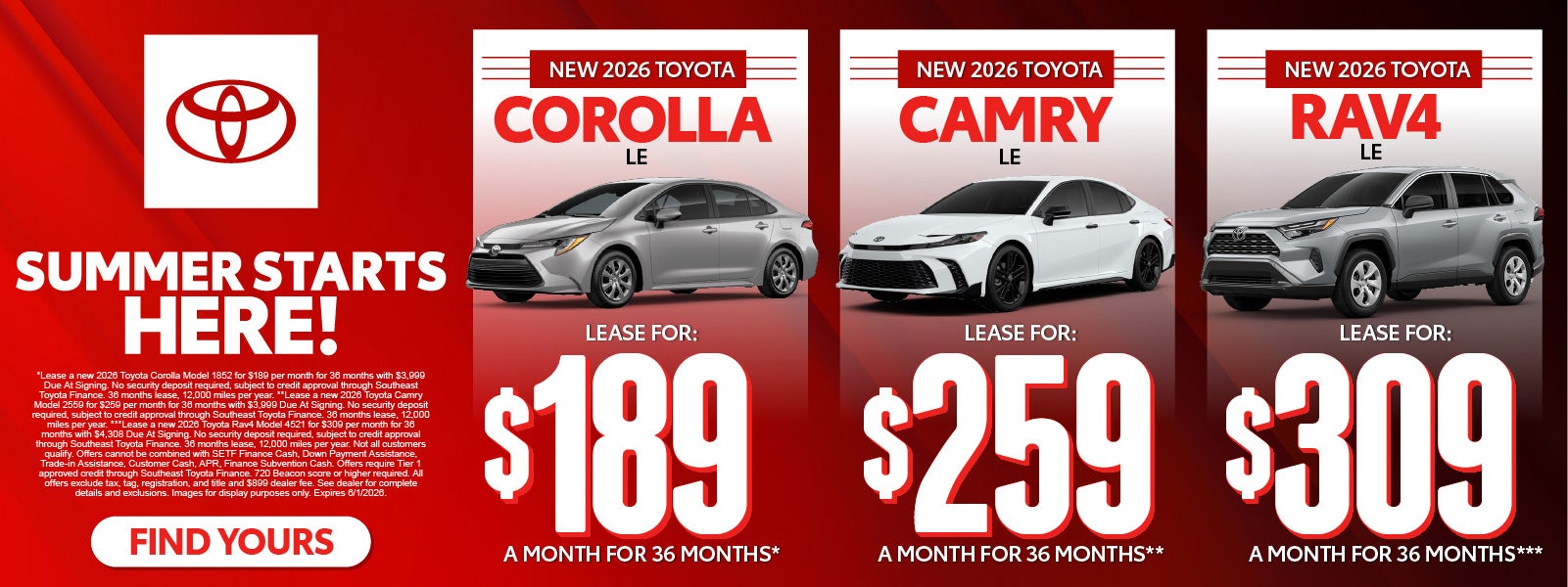 "New 2026 Toyota Corolla LE New 2026 Toyota Camry LE New 2