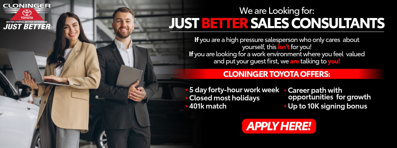 Cloninger Toyota is Now Hiring - Up To $10,000 Signing Bonus